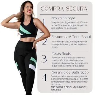 Conjunto Moda Fitness Calça Legging + Top Roupa de Academia - P 34/36