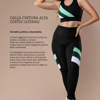 Conjunto Moda Fitness Calça Legging + Top Roupa de Academia - P 34/36