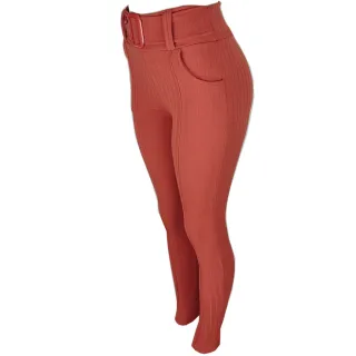Veste Super Bem Calça Feminina Xadrez Skinny com Cinto - Vinho