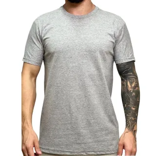 Camiseta Lisa Premium Algodão Masculina - Cores: Preta, Branca, Cinza, Azul Marinho - Cinza