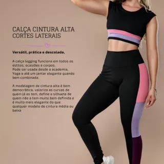 Conjunto Fitness Legging e Top com forro duplo - Conjunto Academia Feminino - P 34/36