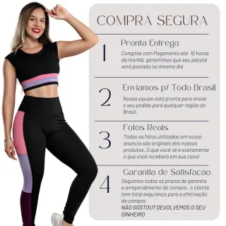 Conjunto Fitness Legging e Top com forro duplo - Conjunto Academia Feminino - P 34/36