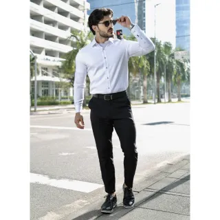 Italiano Slim - Calça Social Masculina de Alfaiataria - Preto
