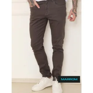 Calça Masculina Slim de Sarja com Elastano - Diversas Cores do 38 ao 48 - Branco Gelo