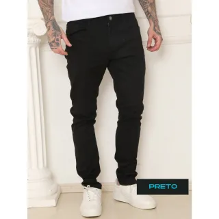 Calça Masculina Slim de Sarja com Elastano - Diversas Cores do 38 ao 48 - Branco Gelo