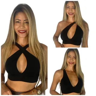 Treino Conjunto Fitness Feminino: Top + Calça Legging Básica - Preto