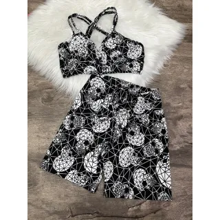 Top com Alça Dupla + Conjunto Fitness Short Com Cordão - 2