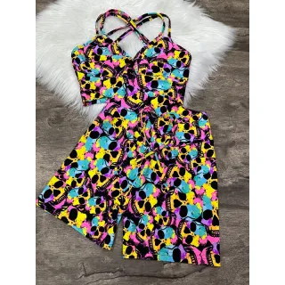 Top com Alça Dupla + Conjunto Fitness Short Com Cordão - 2