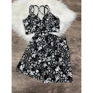 Top com Alça Dupla + Conjunto Fitness Short Com Cordão - 2