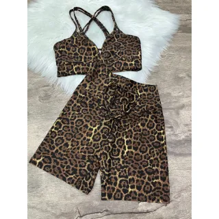 Top com Alça Dupla + Conjunto Fitness Short Com Cordão - 2