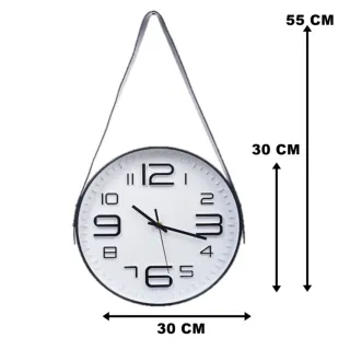 Decoração contemporânea: Relógio de Parede Silencioso para Quarto, Sala, Escritório e Cozinha - Branco 25cm