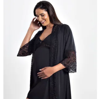 Robe e Camisola para Amamentação - Kit confortável - Marinho