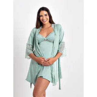 Robe e Camisola para Amamentação - Kit confortável - Marinho