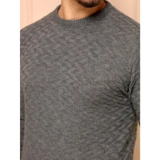 Inverno masculino suéter tricô gola redonda blusa de frio - G