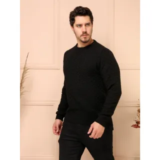 Inverno masculino suéter tricô gola redonda blusa de frio - G