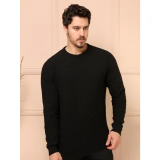 Inverno masculino suéter tricô gola redonda blusa de frio - G