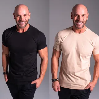 Blusa Básica Masculina 100% Algodão - Kit com 2 Camisetas - Preto+Areia