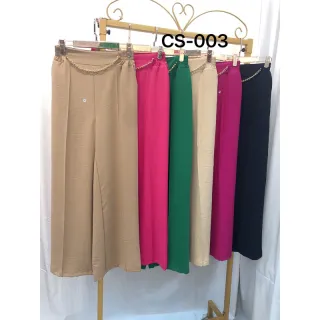 Calça Pantalona Duna-003 Elástico Cintura Corrente Atrás - Caqui