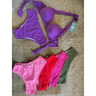 Biquini moda praia feminino, calcinha larga com bojo de sustentação em poliamida (Ref200) - GG