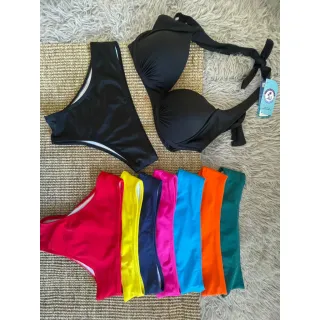 Biquini moda praia feminino, calcinha larga com bojo de sustentação em poliamida (Ref200) - GG