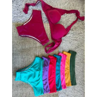 Biquini moda praia feminino, calcinha larga com bojo de sustentação em poliamida (Ref200) - GG