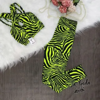 Calça + Top Fitness SUPLEX Conjunto 3em1 - ESTAMPADO *02