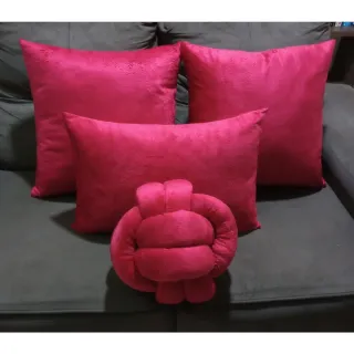 Almofadas Nozinho Baquete Kit 4 Peças - 44 x 44 com Enchimento - Vermelho