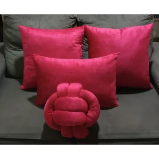 Almofadas Nozinho Baquete Kit 4 Peças - 44 x 44 com Enchimento - Vermelho