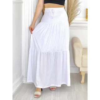 Saia Lisa Camadas Longa com Elástico - 3 Marias Blogueiras - Branco