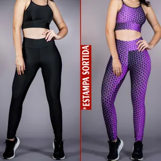 Leggings Fitness Femininas Kit com 02 Calças Lisas - Promoção - 1 PRETA + 1 CINZA