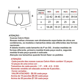 Novidade: Kit 6 Peças Cuecas Box Masculina Slim Fit Lisas em Algodão Puro Importado - M