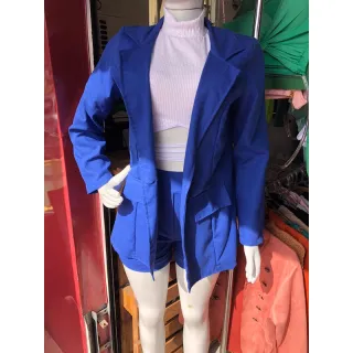 Linho blazer shorts conjunto 2 peças - Pink