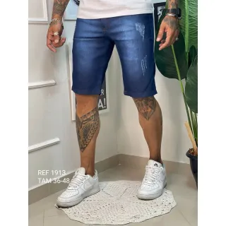 Bermudas Masculinas Jeans - Vários Modelos e Lavagens - Bermuda escura