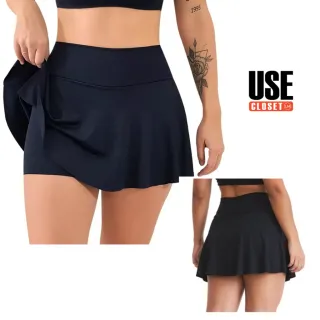 Fitness Academia Saia Preto Suplex Feminino Short P ao GG - Preto