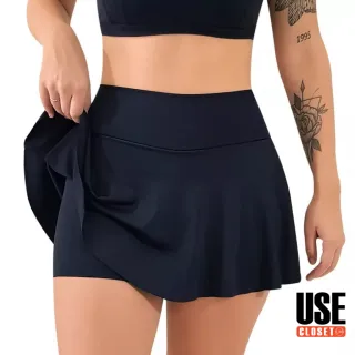 Fitness Academia Saia Preto Suplex Feminino Short P ao GG - Preto