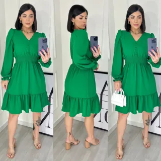 Vestido Midi Feminino com Elastex - Conforto e Estilo - Verde