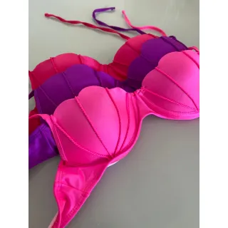 Modelo sereia biquini concha, duas tiras - Terracota