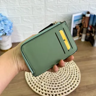 Porta cartão e moedas, carteira feminina pequena e fina - CAQUI843