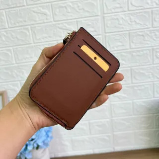 Porta cartão e moedas, carteira feminina pequena e fina - CAQUI843