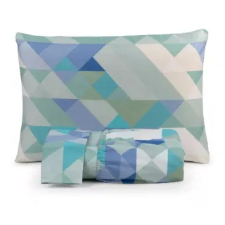 Cama Box Casal King Size Jogo Lençol 3 Peças Tecido 200 Fios - Floral Verde