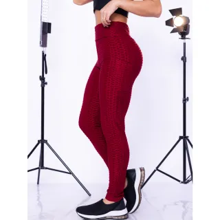 Legging Fitness Bolha Suplex Cós Alto - Empina Bumbum - Pink