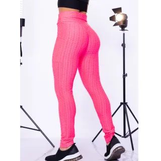 Legging Fitness Bolha Suplex Cós Alto - Empina Bumbum - Pink