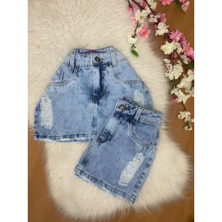 Saia Lisa Preta Jeans Cintura Alta com Cinto - SAIA ZAN CLARA