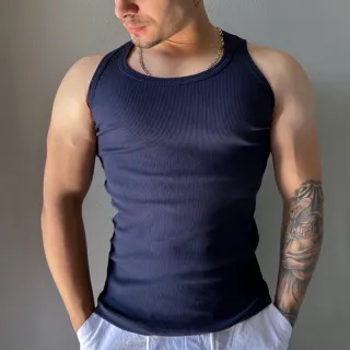 Camisa Regata Justa Masculina Estilo Americano Canelada - Nude