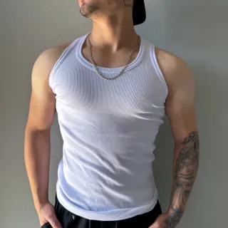 Camisa Regata Justa Masculina Estilo Americano Canelada - Nude