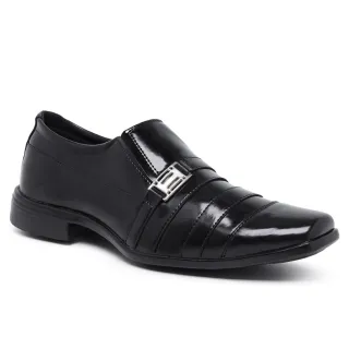 Conjunto Elegante de Sapato Social Masculino em Verniz com Relógio, Carteira e Cinto - VERNIZ