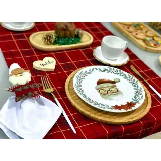 Oferta: Caminho de Mesa Natalino Tricoline 100% Algodão 140cm X 40cm - Vermelho