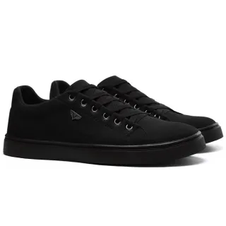 Sapatênis Confortável Miletto Masculino Casual - Preto e Branco - PRETO/PRETO