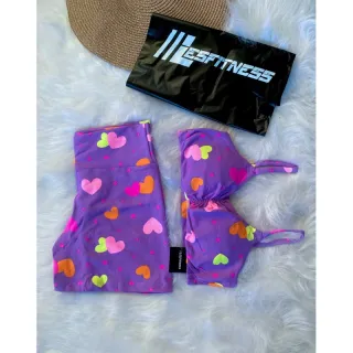 Conjunto moda academia Crossfit, short empina e top treino em poliamida