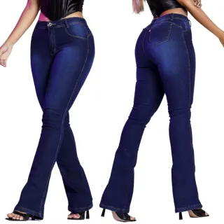 Hot Pants Calça Jeans Feminina Flare Cós Alto Levanta Bumbum - Flare Tradicional